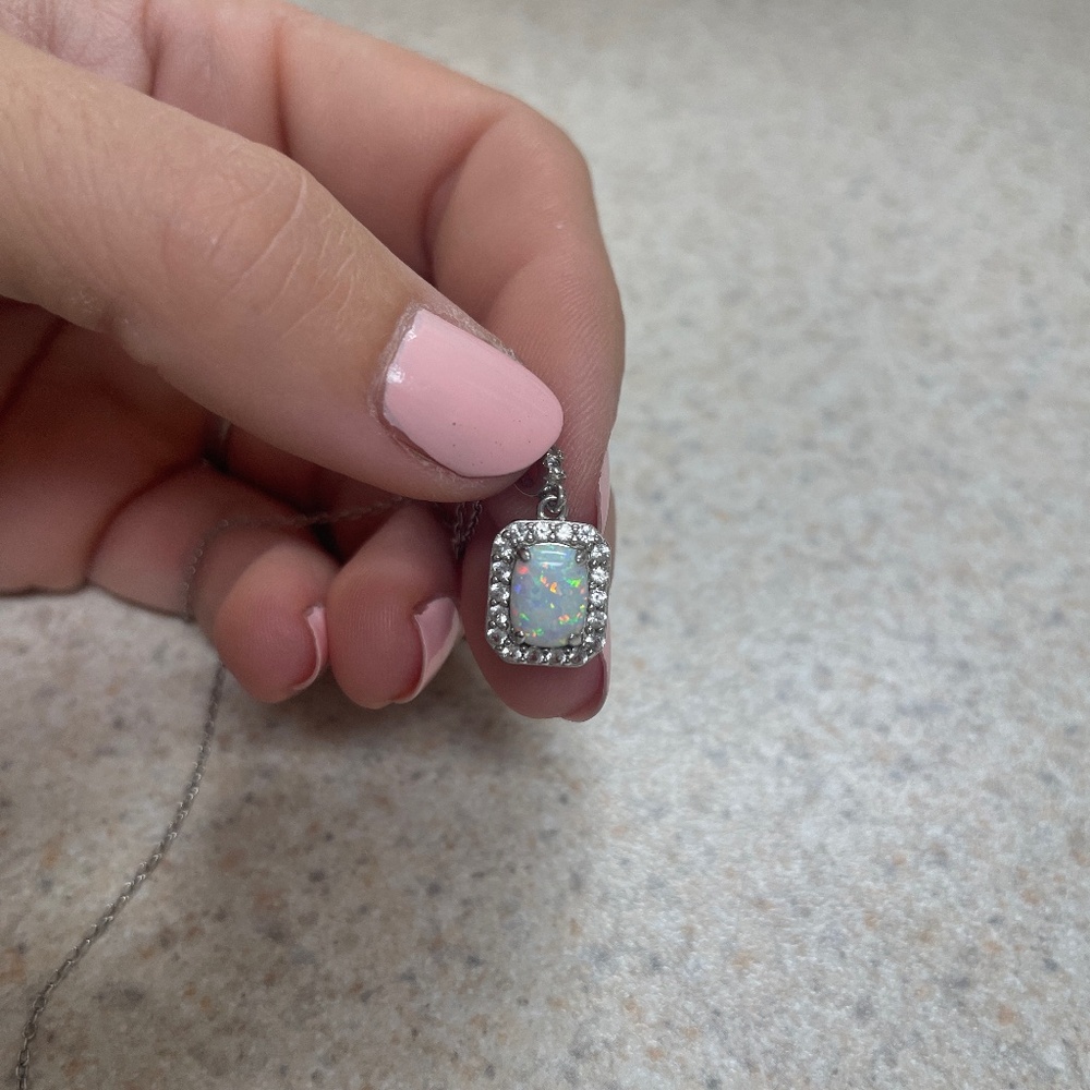 Opal Pendant Necklace on 18” Chain
